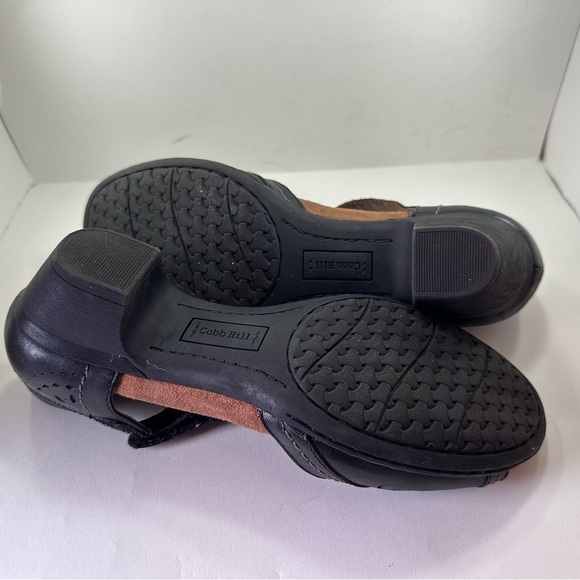 Rockport Cobb Hill Sandal Womens 7 T-Strap Block Heel Black Floral Leather Boho - Picture 9 of 10